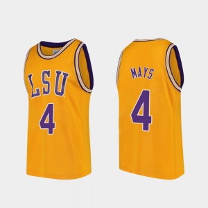 Men's Skylar Mays Gold LSU Tigers #4 Replica College Basketball Jersey 593318-622