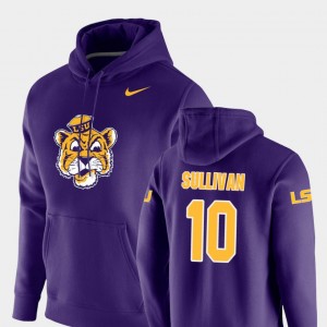 Men's Stephen Sullivan Purple LSU Tigers #10 Vault Logo Club Pullover Hoodie 943916-640