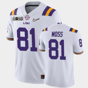 Men's Thaddeus Moss White LSU Tigers #81 Game 2020 Football Jersey 590928-802