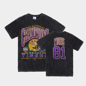 Mens Thaddeus Moss Black LSU Tigers #81 Vintage Tubular 2003 National Championship T-Shirt 148224-206