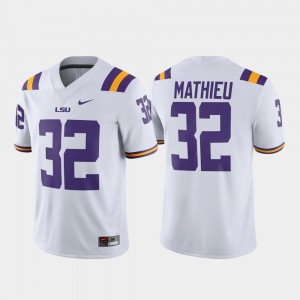 Men Tyrann Mathieu White LSU Tigers #32 Game Alumni Player Jersey 843701-122