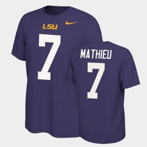 Mens Tyrann Mathieu Purple LSU Tigers #7 Name and Number Name & Number Retro T-Shirt 860631-611