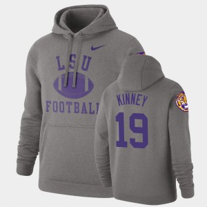 Men's Walker Kinney Heathered Gray LSU Tigers #19 Retro Football Pullover Hoodie 699112-827