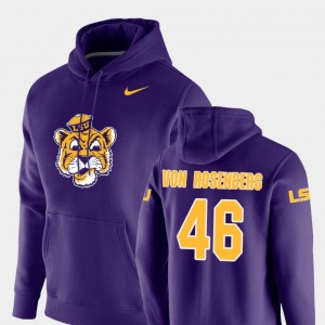Mens Zach Von Rosenberg Purple LSU Tigers #46 Vault Logo Club Pullover Hoodie 855480-289