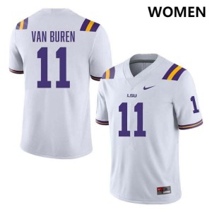 Women's Michael Van Buren Jr. White LSU Tigers #11 College Football Embroidery Jersey 458899-637