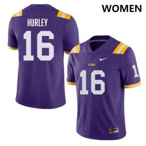 Women Colin Hurley Purple LSU Tigers #16 College Football Stitched Jersey 369801-690