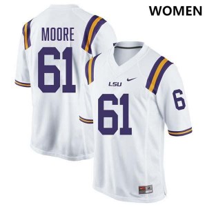 Women Braelin Moore White LSU Tigers #61 College Football Game Jersey 978499-576