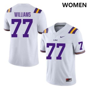 Womens Ory Williams White LSU Tigers #77 College Football 2024-25 Jersey 842646-986