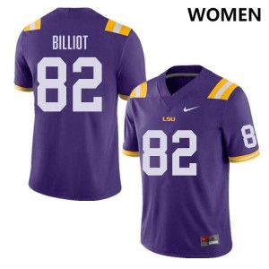 Womens Kylan Billiot Purple LSU Tigers #82 College Football Player Jersey 424806-659