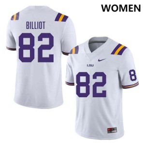 Womens Kylan Billiot White LSU Tigers #82 College Football Game Jersey 965051-911
