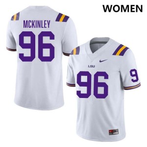 Women's Dominick McKinley White LSU Tigers #96 College Football Embroidery Jersey 414886-870