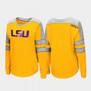 Womens Gold LSU Tigers Trey Dolman Long Sleeve T-Shirt 747288-754