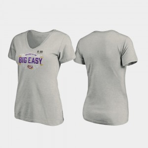 Women Heather Gray LSU Tigers 2020 National Championship Bound Post V-Neck T-Shirt 191905-834