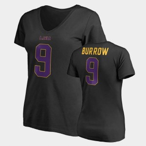 Women's Joe Burrow Black LSU Tigers #9 College Legends Name & Number V-Neck T-Shirt 297211-574