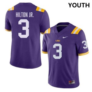 Youth Chris Hilton Jr. Purple LSU Tigers #3 College Football Stitched Jersey 895265-379