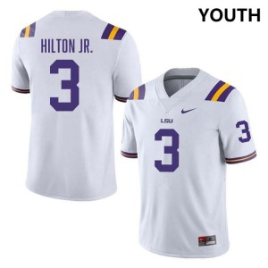 Youth Chris Hilton Jr. White LSU Tigers #3 College Football 2024 Jersey 324950-423