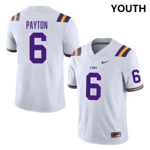 Youth Patrick Payton White LSU Tigers #6 College Football Game Jersey 137624-474