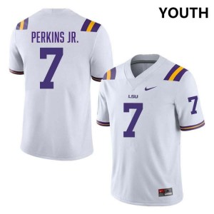 Youth Harold Perkins Jr. White LSU Tigers #7 College Football 2024-25 Jersey 909131-902