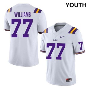 Youth Ory Williams White LSU Tigers #77 College Football Player Jersey 119220-812
