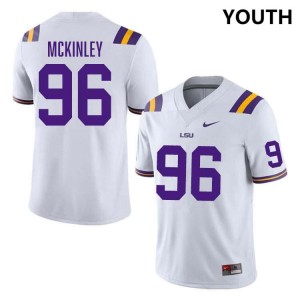 Youth Dominick McKinley White LSU Tigers #96 College Football High School Jersey 237204-328